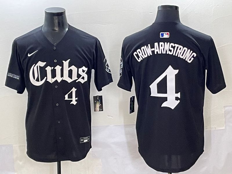 Men 2025 Chicago Cubs 4 Crow-Armstrong Black Five generations Joint Name Nike MLB Jersey style 12